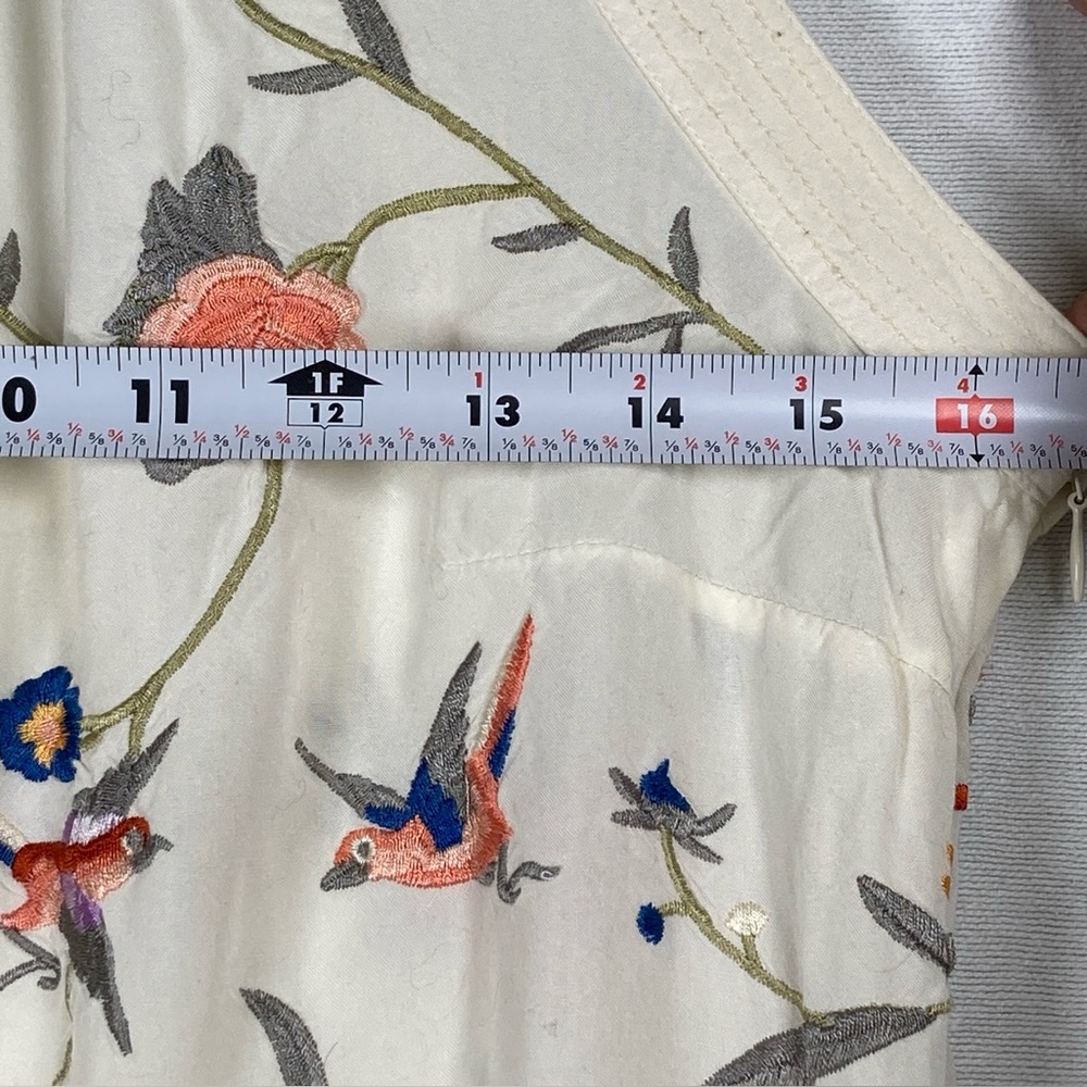Anthropologie Gatsby Fringe Embroidered Floral Tank Top Size 10 - Picture 15 of 16